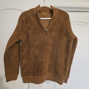 Barefoot Dreams Brown Zip Up Sweater Plush Knit